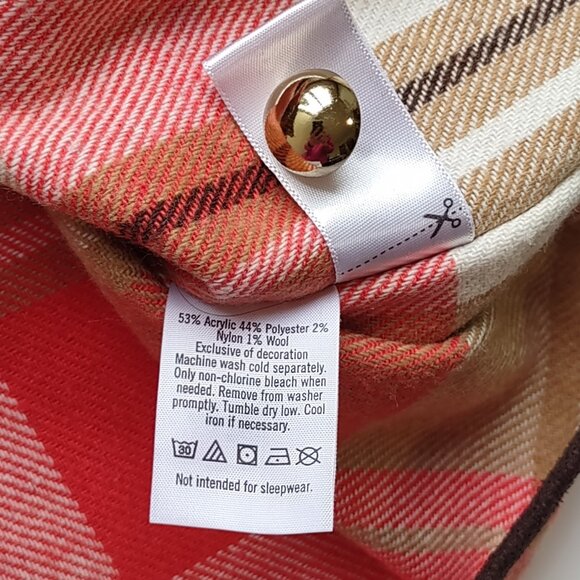 Janie and Jack Pink & Tan Wool Cape Jacket Girl's Size 3 - 4  Preppy Plaid - Picture 7 of 7